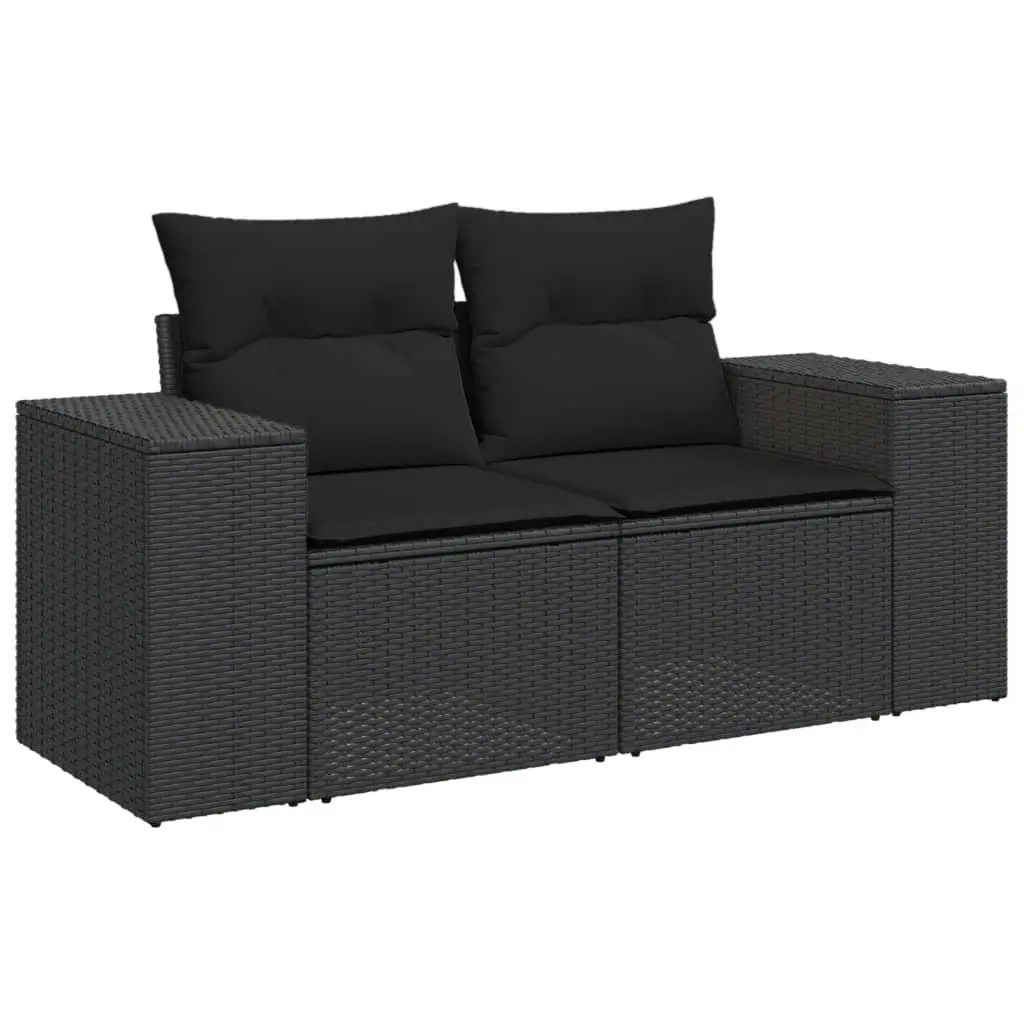 Outdoor Sectional Sofa Set 5 Piece Black Poly Rattan Garden Furniture Patio