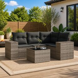 Outdoor Sectional Sofa Set 5 Piece Grey Garden Furniture Patio Seating with