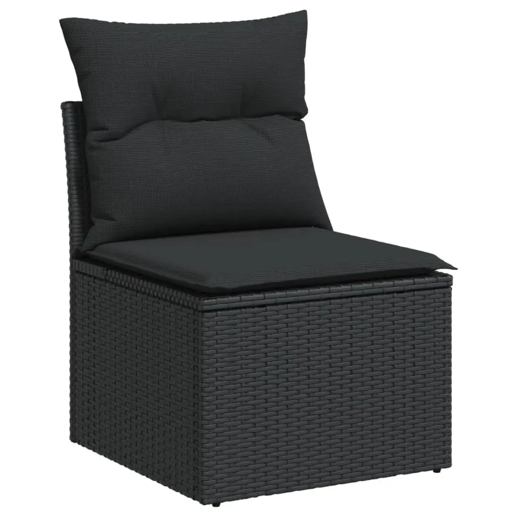 Garden Sofa Set 9 Piece Outdoor Furniture with Cushions Black Poly Rattan Patio