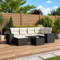7 Piece Black Patio Sofa Set Enhances Outdoor Living