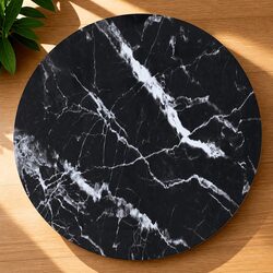 Tempered Glass Table Top Round Black Marble Design Dining Coffee Table Surface