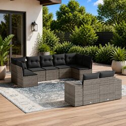 Enhance Your Outdoor Living with 9 Piece Grey Sofa Set