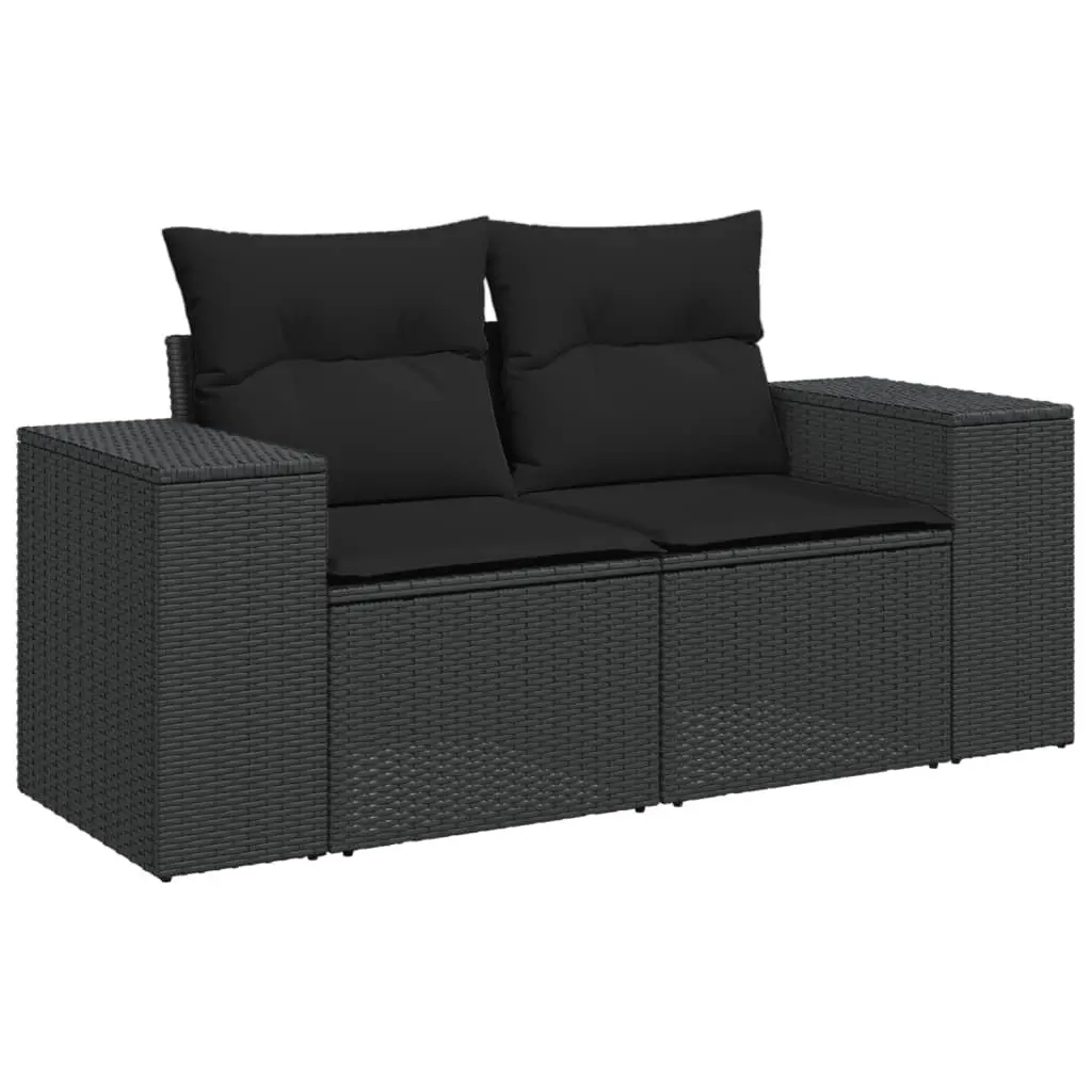 Garden Sofa Set 10 Piece Modular Outdoor Furniture Black PE Rattan with Cushions