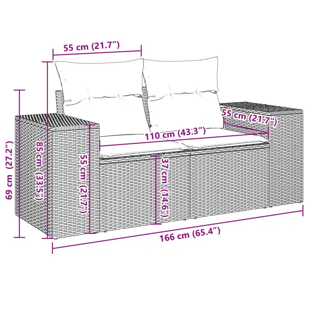 Garden Sofa Set 10 Piece Outdoor Furniture Grey Cushions Modular Patio Seating