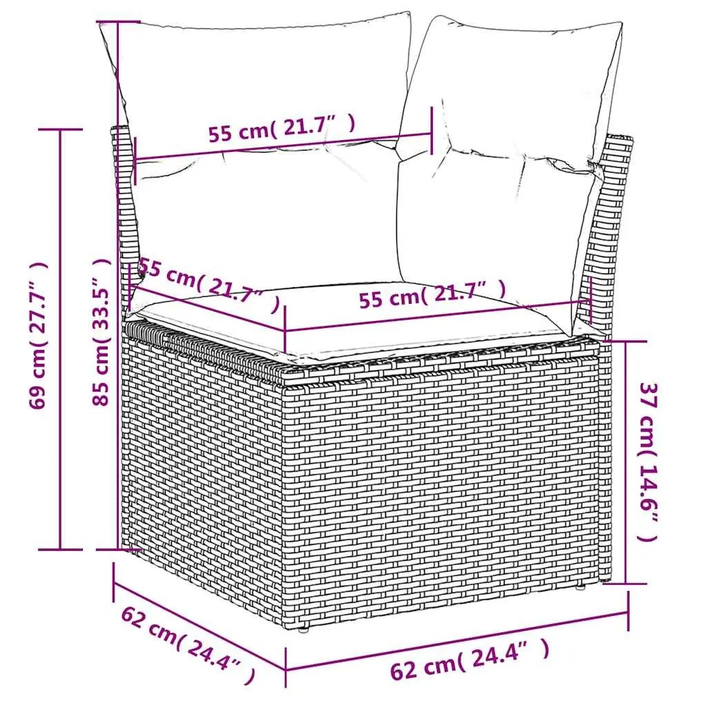 Garden Sofa Set 11 Piece Outdoor Furniture Patio Lounge Black Poly Rattan