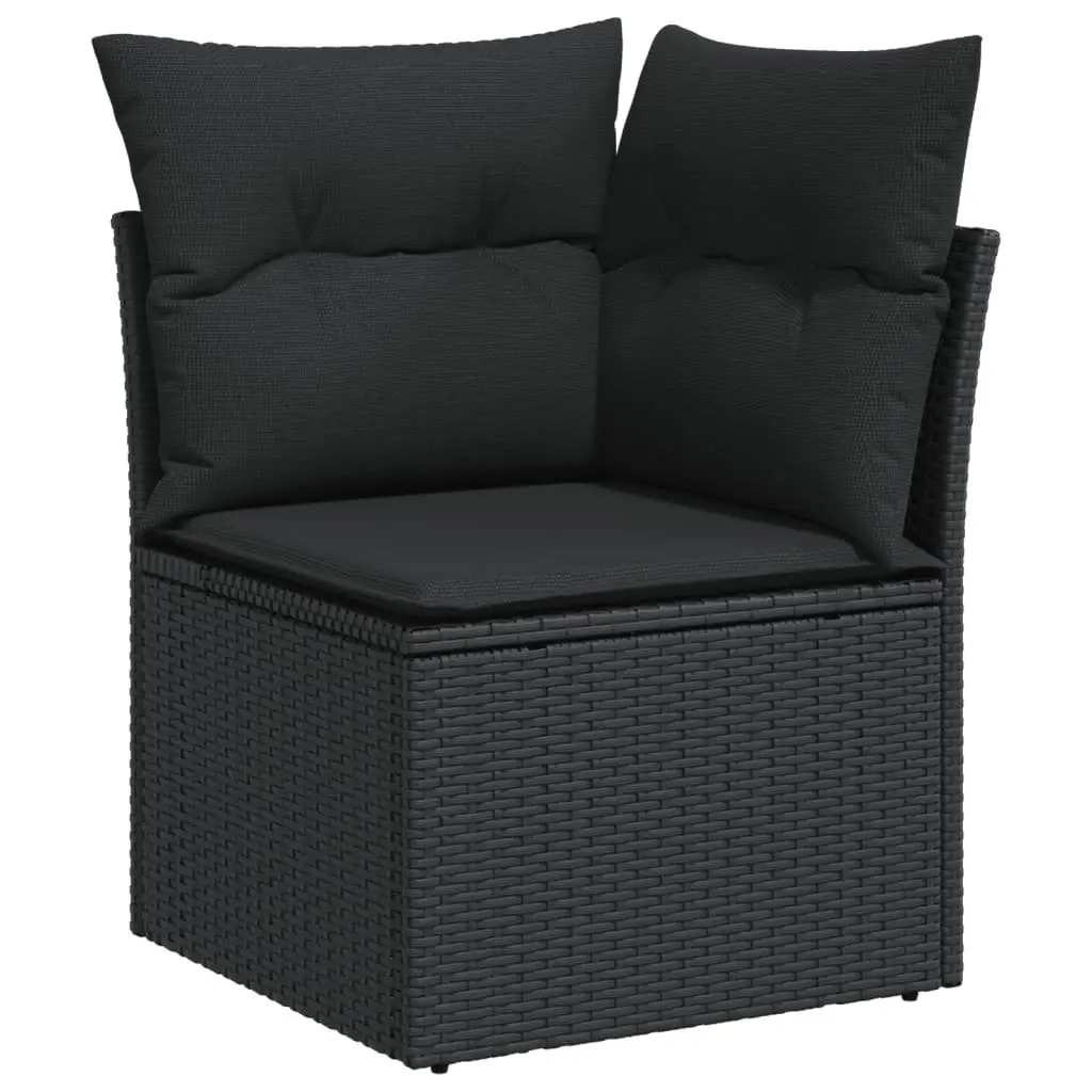 Garden Sofa Set 11 Piece Outdoor Furniture Patio Black Poly Rattan Modular