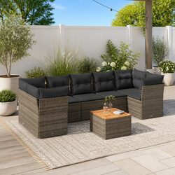 Stylish 8-Piece Outdoor Grey Sofa Set with Cushions