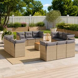 Beige 13 Piece Outdoor Sofa Set for Stylish Living