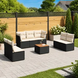 Garden Sofa Set 8 Piece Outdoor Furniture Patio Lounge Black Rattan Modular