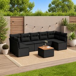 Stylish Outdoor 8-Piece Sofa Set in Black Rattan
