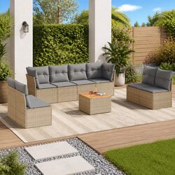 Elegant 9 Piece Outdoor Garden Sofa Set in Beige