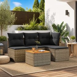 Stylish 5 Piece Garden Sofa Set with Cushions in Grey