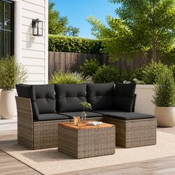 Comfortable Grey Outdoor Rattan Sofa Set 5 Piece for Patios