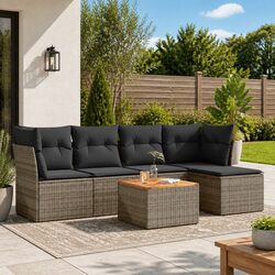Enhance Your Outdoors with This 6 Piece Sofa Set in Grey