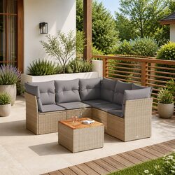 Transform Your Patio with This 6-Piece Beige Sofa Set