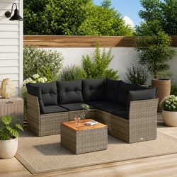 Stylish Grey 6-Piece Garden Sofa Set with Cushions