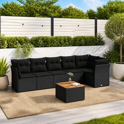 Transform Your Patio with This 7-Piece Black Sofa Set