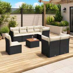 Outdoor 9-Piece Black Modular Patio Lounge Set