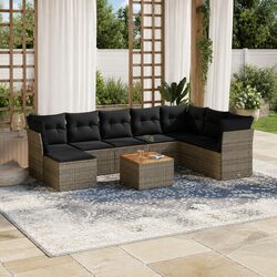 Outdoor 9 Piece Grey Rattan Sofa Set for Your Patio