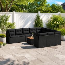 Enhance Your Patio with Our Black 11-Piece Garden Sofa Set