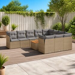 Transform Your Outdoor Space with 11 Piece Sofa Set in Beige