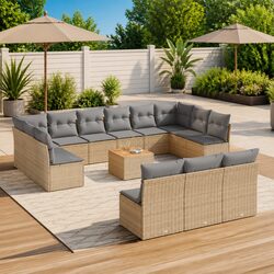 Elevate Your Outdoors with a 14-Piece Beige Sofa Set
