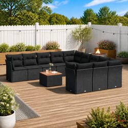 Versatile 12 Piece Black Patio Sofa Set for Outdoor Living
