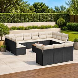 Versatile Outdoor 14 Piece Black Sofa Set for Relaxation