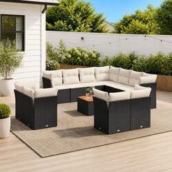 Garden Sofa Set 12 Piece Outdoor Furniture Patio Black Rattan Modular Seating