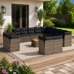14 Piece Modular Grey Sofa Set for Outdoor Relaxation
