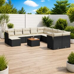 Stylish 12-Piece Outdoor Sofa Set in Black Rattan