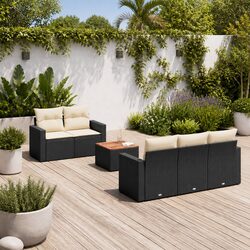 Stylish Outdoor 6 Piece Patio Sofa Set in Black