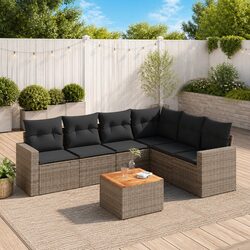 Garden Sofa Set 7 Piece Outdoor Furniture Grey Poly Rattan with Cushions Patio