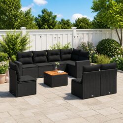 Black 9-Piece Outdoor Patio Furniture Set with Cushions