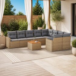 Enhance Your Outdoors with 10 Piece Beige Garden Sofa Set