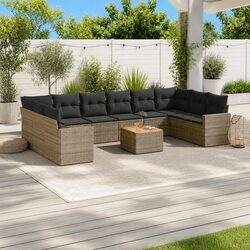 11 Piece Modular Garden Sofa Set in Grey Rattan