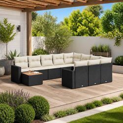 11-Piece Modular Black Garden Sofa Set