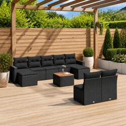 10-Piece Black Outdoor Furniture Set – Flexible Sectional Sofa