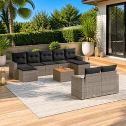 10-Piece Modular Grey Sofa Set for Your Outdoor Space