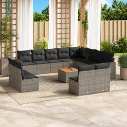 Elegant 13-Piece Modular Grey Sofa Set for Your Garden