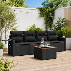 Stylish Outdoor Sectional Sofa Set - Black Rattan