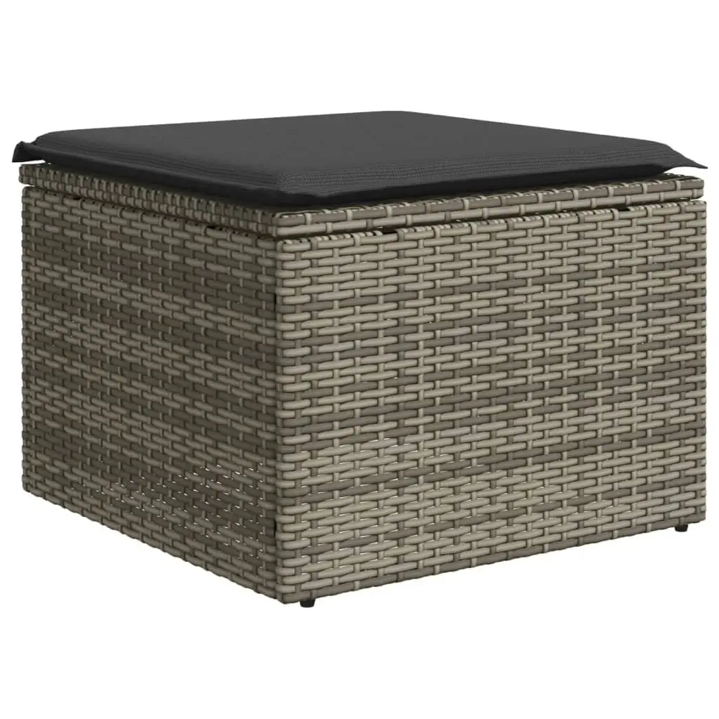 Outdoor Sectional Sofa Set 7 Piece Grey Poly Rattan Garden Furniture with
