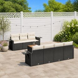 Outdoor Garden Sofa Set – 8 Pieces in Black Rattan