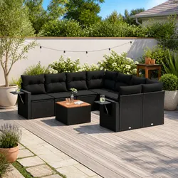 Black Garden Sofa Set 9-Piece Modular Furniture