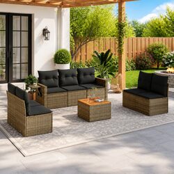Elevate Your Outdoor Living with 8 Piece Grey Sofa Set