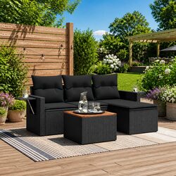 Black 5-Piece Modular Outdoor Sofa Set for Stylish Relaxation