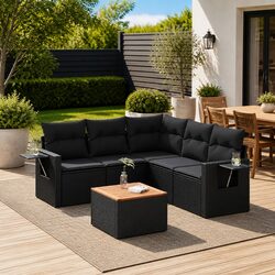 Transform Your Outdoor Space with this 6-Piece Black Sofa Set