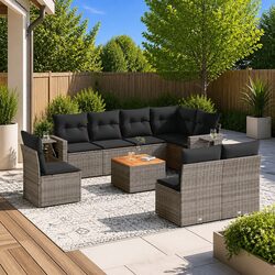 Enhance Your Outdoor Space with 9 Piece Grey Sofa Set
