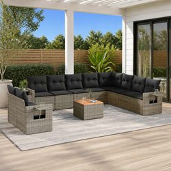 Stylish 11 Piece Modular Grey Outdoor Sofa Set
