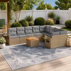 Enhance Your Outdoors with a 10-Piece Beige Sofa Set